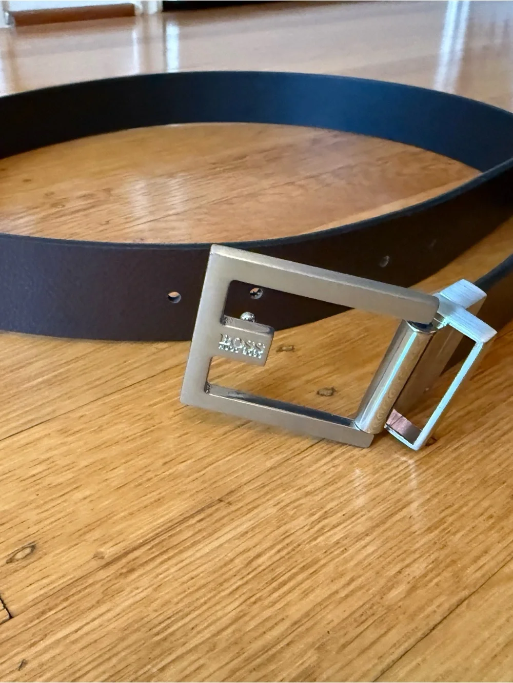 Hugo Boss Reversible Black/Brown Leather Belt with Silver Buckle